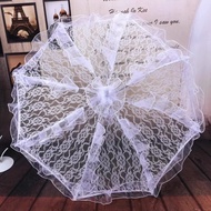 Payung Pengantin Perkahwinan Elegan Payung Renda Putih Payung Kerai Perkahwinan Payung Pengantin Ala
