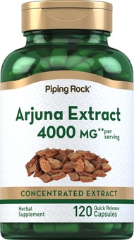 Piping Rock Arjuna Capsules | 4000 mg | 120 Count | from Arjuna Bark Herb Extract | Concentrated Ext