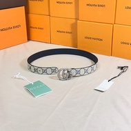✨小蠻腰專屬✨ 🎁全新盒裝 Gucci 古馳 雙G Marmont 經典老花銀釦皮帶 腰帶