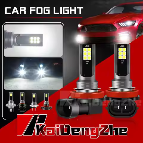 2Pcs H8 H3 H7 H11 Car 12 LED Fog Light Bulb 9005 HB3 9006 HB4 6000K White Yellow Ice Blue Auto Fog L
