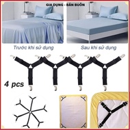 (COMBO 5) SET OF 4 Stainless Steel 3-Prong DRAP CLIPS - Fix Bed Sheets, Prevent Movement, Good Stren