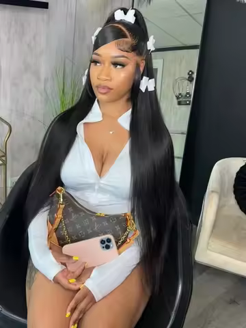 250 Density Straight 13x6 HD Black Lace Frontal Wigs 5x5 Glueless 30 40 Inch 13x4 Lace Front Human H