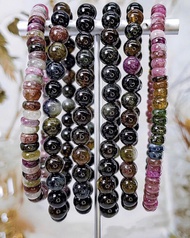 【老礦碧璽】老礦料彩虹碧璽盤珠 黑玫瑰碧璽手鍊