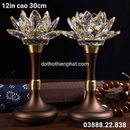 Cặp đèn thờ đá pha lê 12in cao cấp