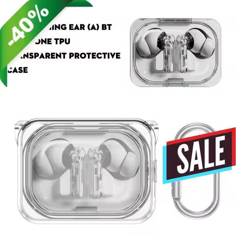 Clear TPU Protective Cover for Nothing Ear (a) Earphone with Carabiner Transparent Case Compatible w