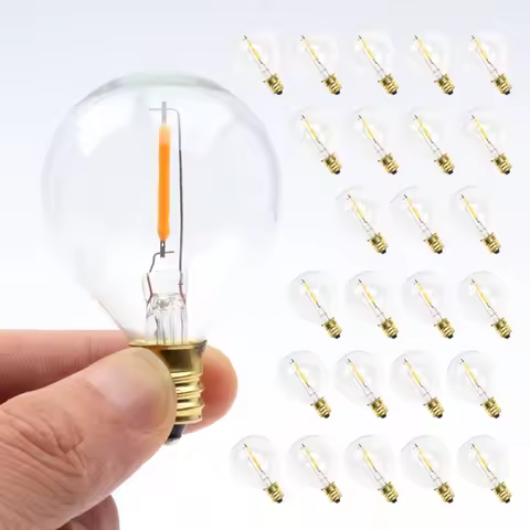 25 PCS G40 Globe LED Replacement Bulbs 0.6W 220V~110V Warm White 2700K LED Lamp Replace For Home Gar