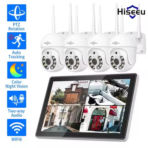Hiseeu 3/5MP 10.1" Monitor 10CH NVR CCTV IP Camera Surveillance System Set Night Vision P2P Wireless