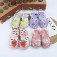 【พร้อมส่ง】2022 New Melissa New Children's Jelly Shoes Baby Baotou Hollow Sandals Fruit Strawberry Soft Sole Sandals