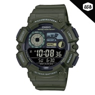 [Watchspree] Casio Digital Dual Time Army Green Resin Band Watch WS1500H-3B WS-1500H-3B
