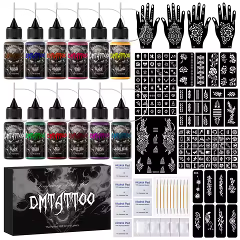 DM 12pcs Pure Natural Organic Brown Henna Cream Brown Henna Tattoo Cream Temporary Tattoo Henna Tatt
