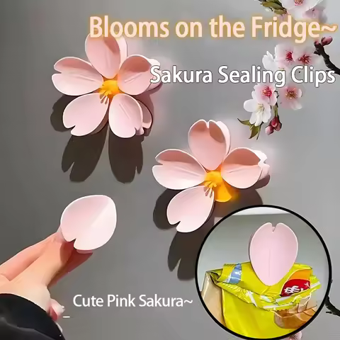 Sakura Magnetic Fridge Magnet Seal Clip Petal Sealing Clip Bag Clip Snack Sealer Multifunctional Kit