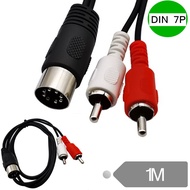 DIN male 7Pin male to 2RCA Lotus male Old-fashioned Audio Equipment Adapter Cable 7 Pin Din male 1 M