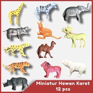 1195 Miniature Animal Toys Set of 12 Rubber Animal Toys Educational Toys for Boys and Girls Rubber A
