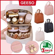 GEESO PU Woven Makeup Bag Portable Travel Hand-held Cosmetic Storage Bag Large Capacity Multifunctio