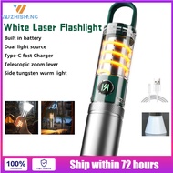 WUZHISHANG 2PCS white laser 30W flashlight 18650 rechargeable 5Modes zoom hook tungsten camping light with lampshade