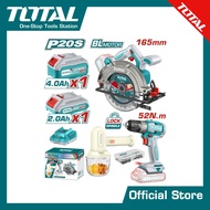 TOTAL Combo set 60 เลื่อยวงเดือนไร้สาย x สว่านไร้สาย 20v TOSLI240583