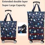 Foldable Trolley Shopping Cart Portable Universal Wheel Trolley Light Trailer Supermarket Shopping B