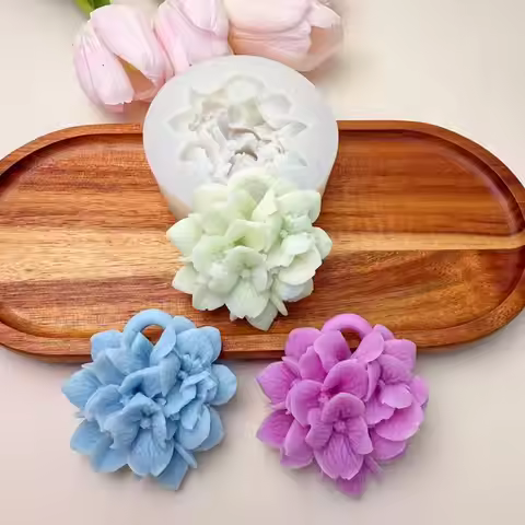 Hydrangea Flower Silicone Mold DIY Aromatherapy Candle Gypsum Resin Clay Mold Kitchen Baking Cake De