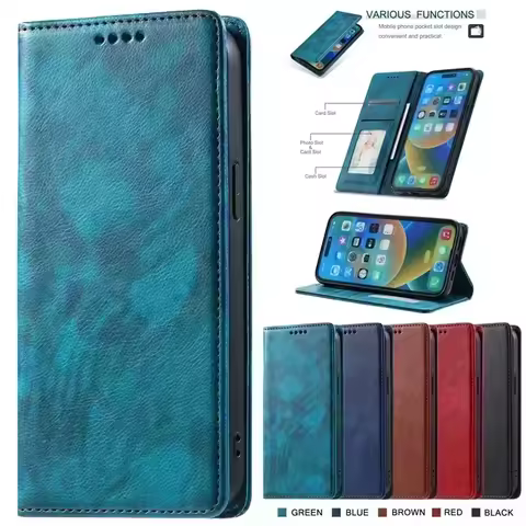 Magnetic Leather Flip Wallet Cases on For OPPO Realme 5i Realme 5 7 6 Pro 6 C3 6i C17 5s 6S C3i Case