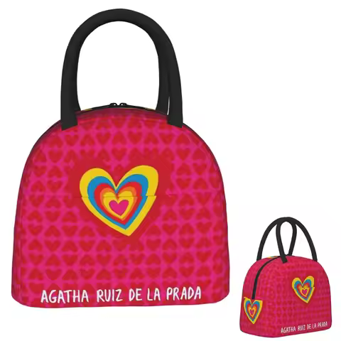 Agatha Ruiz-De La-Prada Pattern Insulated Lunch Bag for Women Kids Portable Food Boxes Thermal Lunch