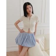 Esme Zip Through Knit Top in Cream