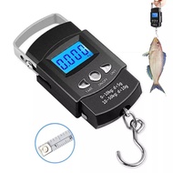 50kg/10g Portable LCD Electronic Hand Scale Travel Hanging Fish Scale with 100cm Long Retractable Measuring Tape