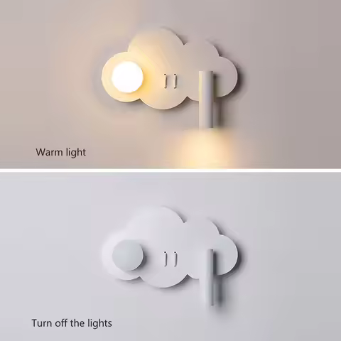 Cloud Wall Lamp Nordic Minimalist Bedroom Bedside Spotlight Children's Room With Switch Led Eye Prot