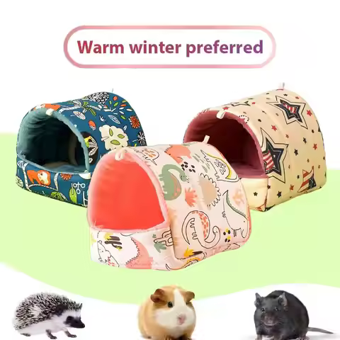 Plush Hamster Nest Cute Mini Cage Rabbit Squirrel Winter Warm Cotton Mat Guinea Pig Nest Hamster Hou