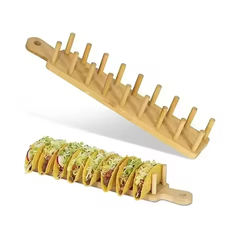 Bamboo Wooden Taco Holder Potato Chips Corn Roll Rack Tray Shelf Tortilla ,Burritos Rack Tray Fit Fo