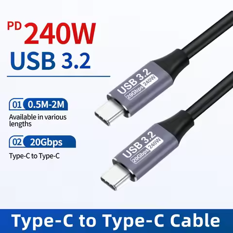 USB C Monitor Display Cable PD 240W USB C to Type C Fast Charging Cable 20Gbps Data Transfer USB C 3