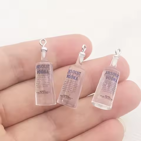 10pcs Water Bottle Charms Simulation Vodka Bottle Charms,For Jewelry Making DIY Jewelry Findings Des