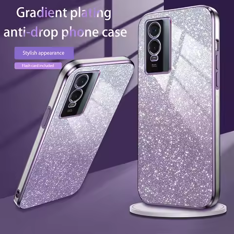 For vivo Y76 5G Case vivo Y76 5G Phone Case vivo V2124 Luxury Gradient Glitter Plating Case Silicone