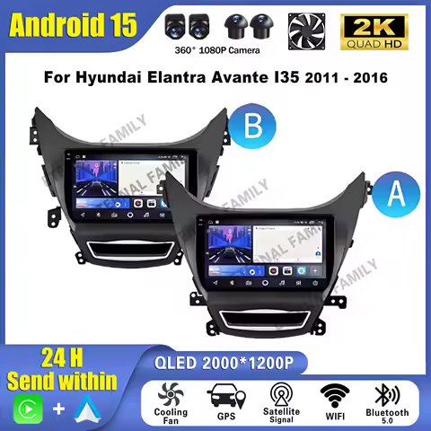 Android 15 Car Radio For Hyundai Elantra Avante I35 2011 - 2016 Multimedia Player 2 Din Navigaion GP