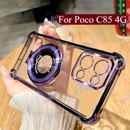 POCO C85 4G Four Corner Plating Transparent Phone Case With Bracket For Xiaomi Poco C85 PocoC85 4G 2