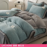 Winter milk velvet four-piece duvet cover set, single-piece autumn and winter plush coral velvet duv