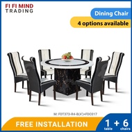 Mercelyn 1+6 Round Marble Dining Set/ Marble Table/ Meja Makan/ Meja Makan Marble/ Meja Makan Set