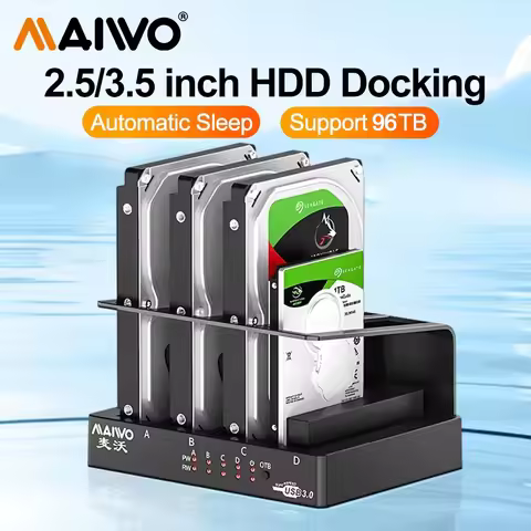 MAIWO 4 Bay Hard Drive Docking Station for 2.5/3.5 Inch HDD SSD SATA To USB 3.0 HDD Docking Station 