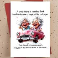 A Fun Birthday Card For Best Friends - Humorous Friendship Quotes, Vintage Pink Car Design - Birthda