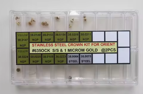 24pcs Stainless Steel Gold and Silver Waterproof Watch Crown Kit for Orient