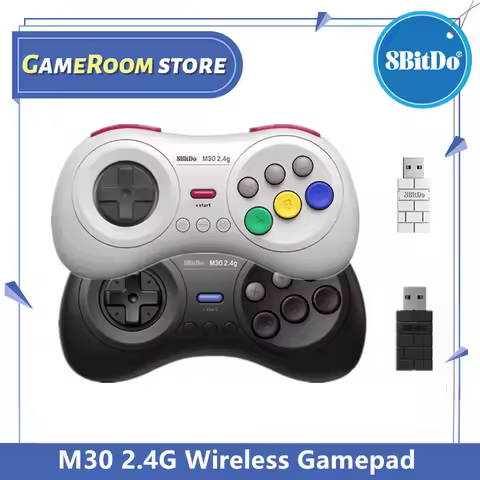 8BitDo for Gega Genesis Mini and Mega Drive Mini M30 2.4G Wireless Black and White Gamepad Wireless 