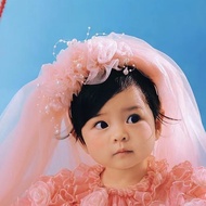 New Style Pink Lace Veil Children Retro Wedding Photo Props Photo Studio Baby Princess Hundred Days 