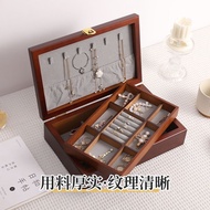Jewelry Storage Box Double-Layer Solid Wood Jewelry Box High-End Modern Simple Storage Box Retro Dou