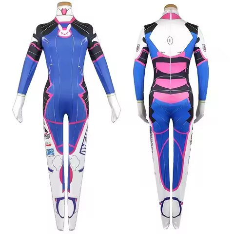 AIAI 2025Game Overwatch Dva Costumes Tights Jumpsuit Wig Headphone Gun Cosplay Props Tattoo Stickers