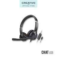 Creative Chat USB On-Ear Headset with Swivel-to-Mute Noise-Cancelling Boom Mic, Mic-Monitoring, Smar