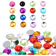 150Pcs 25MM Flat Back Round Acrylic Rhinestones, Round Acrylic Big Flatback Gems, Colorful Plastic G