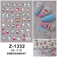(5D -1332) 5D embossed silk nail Sticker hello kitty cartoon nail Decoration nail Sticker - Rosa 686