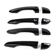 aihei สำหรับ Hyundai Tucson 2015-2019 Abs เคลือบเงาสีดำคาร์บอนไฟเบอร์ Chrome Car Door Handle Cover 3