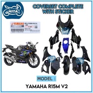 100% YAMAHA ORIGINAL R15M V2 Cover Sets Complete + Sticker Monster 13 KEPING BIRU HITAM  BDJ-F0000-0