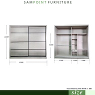 Sampoint Wardrobe 8ft x 8ft~Wardrobe Anti-Jump Sliding Door(With Installation)Almari Baju Besa ~Alma