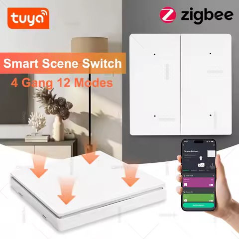 Tuya ZigBee 3.0 Wireless 4 Gang Scene Switch Push Button Lighting Control Switch Smart Life App Home